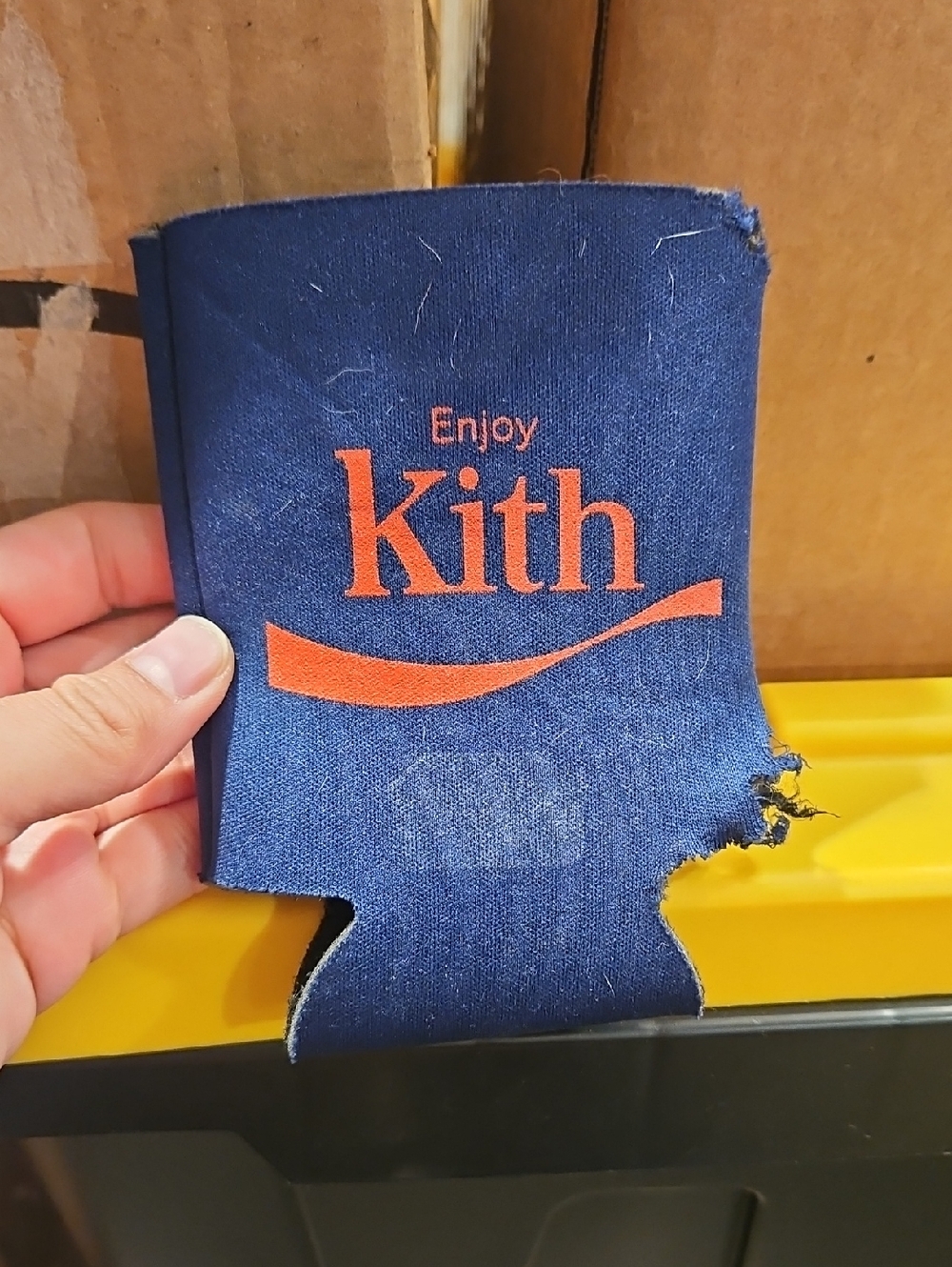 Kith Blue 9Navy Coca Cola Can Cooler with Red Logo